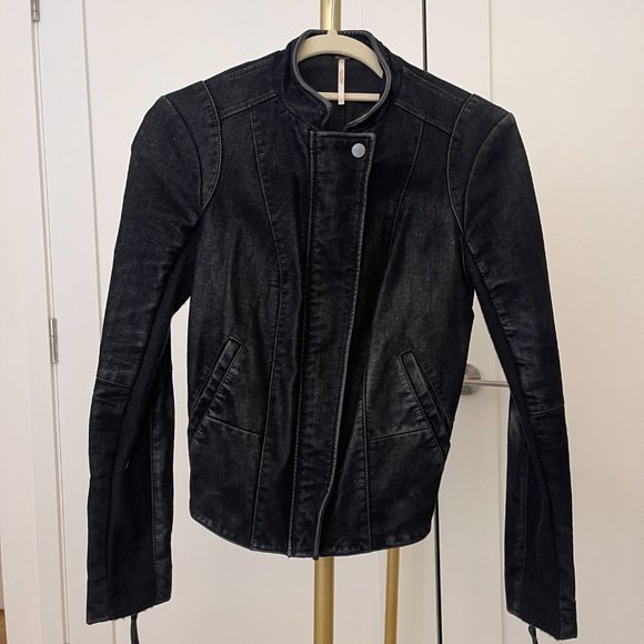 Free People Vegan Leather Suede Moto Jacket, Size 0, Black - Picture 10 of 10